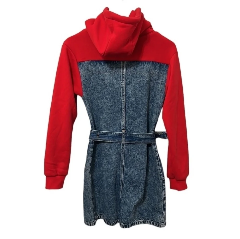 True Religion - NWT Vintage Denim Dress with Red Hoodie - Picture 2 of 15